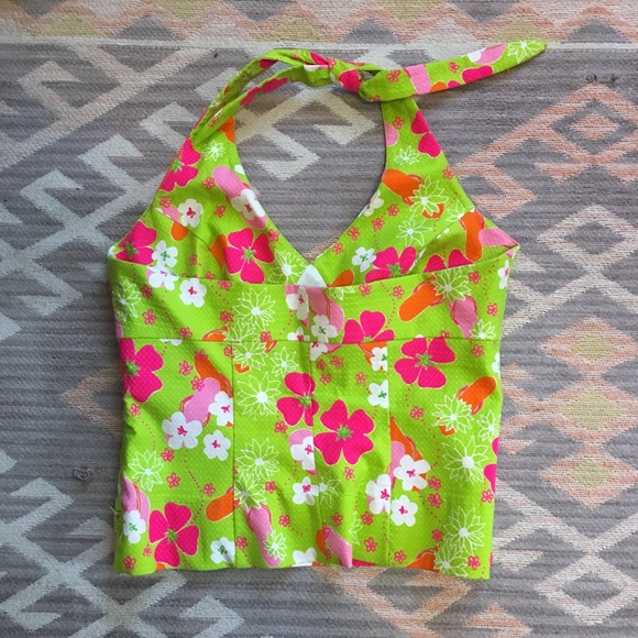 Lilly Pulitzer•Vintage Halter Top in Gidget Green - Picture 2 of 4
